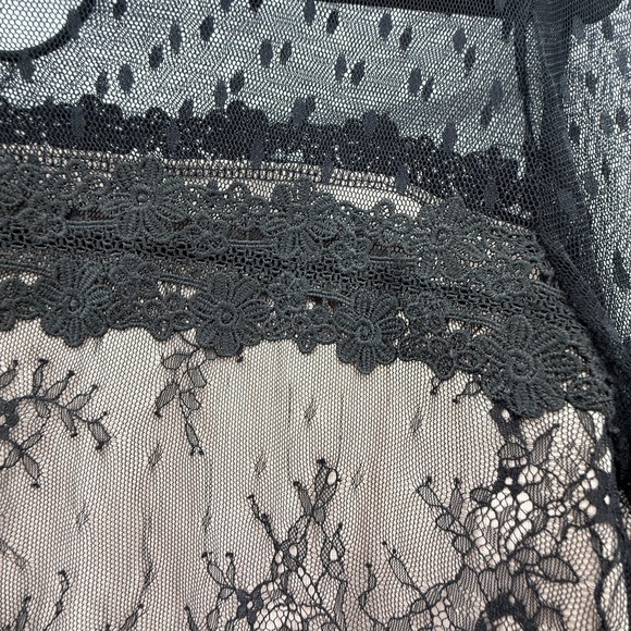 Honey & t Black Lace Crochet Whimsigoth Fairy Grunge Romantic‎ Top Size M Sheer - Picture 7 of 13
